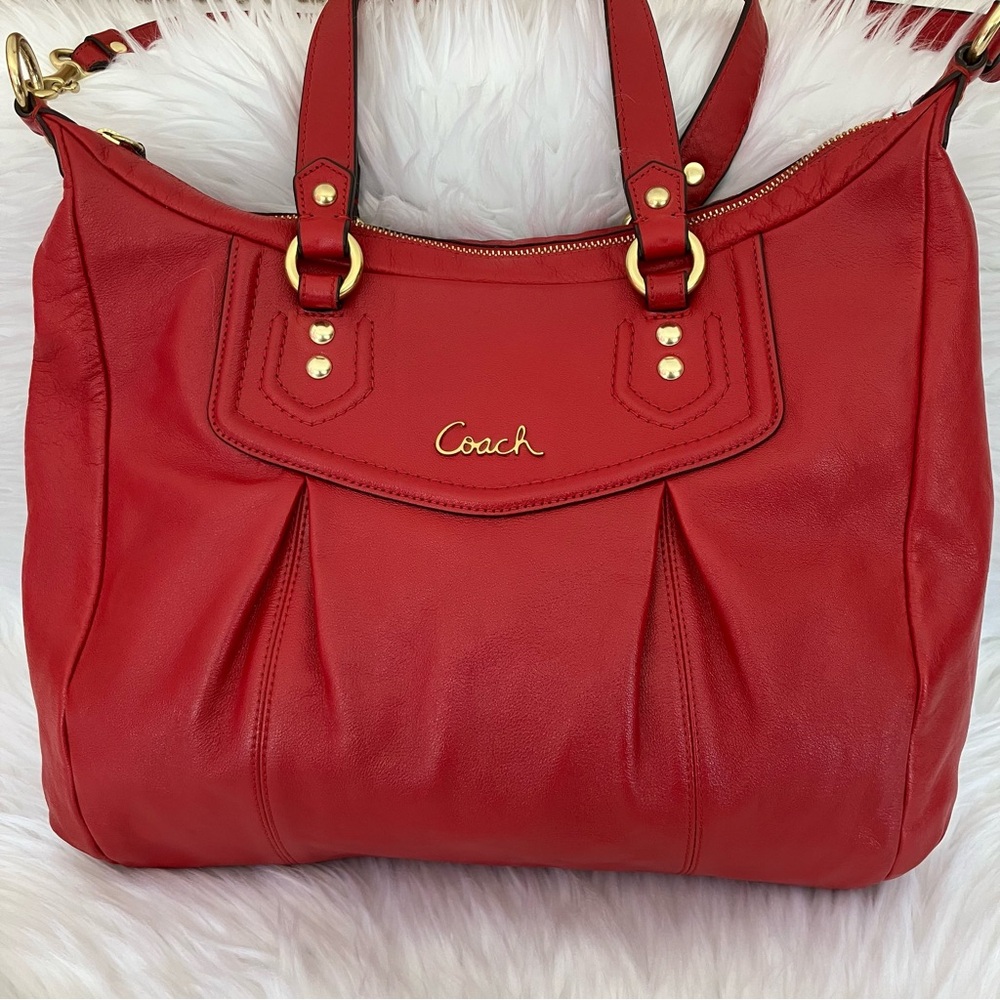Coach | Red Leather Crossbody / Shoulder Bag - Picture 2 of 14
